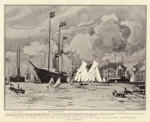 De koning in Cowes, de kruisersrace op de eerste dag van de Royal London Yacht Club Regatta